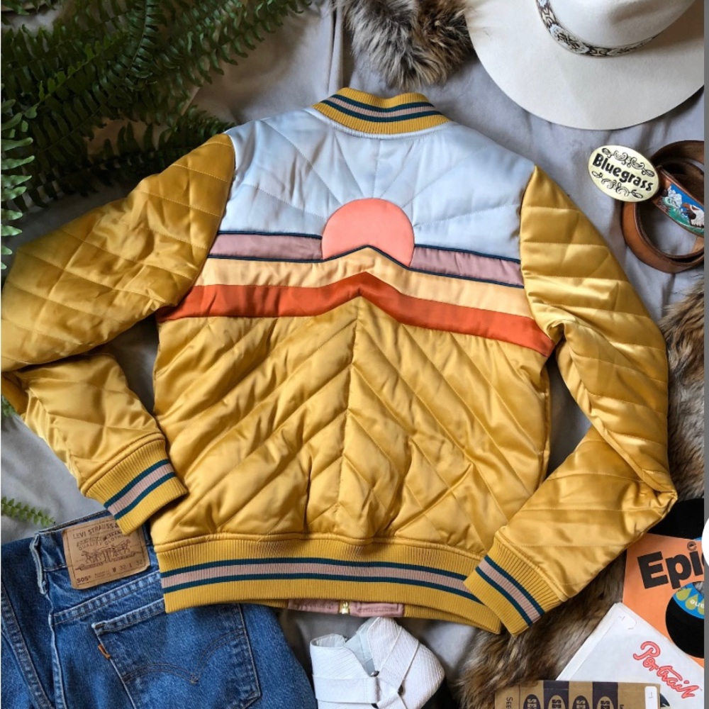 DOLLY Western Mustard Bomber Jacket. Classic Rock Couture. Size Medium.